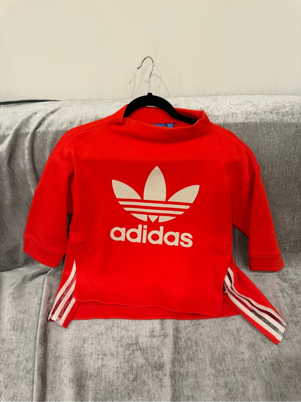 adidas Red Kids Trefoil Short Sleeve Pullover
